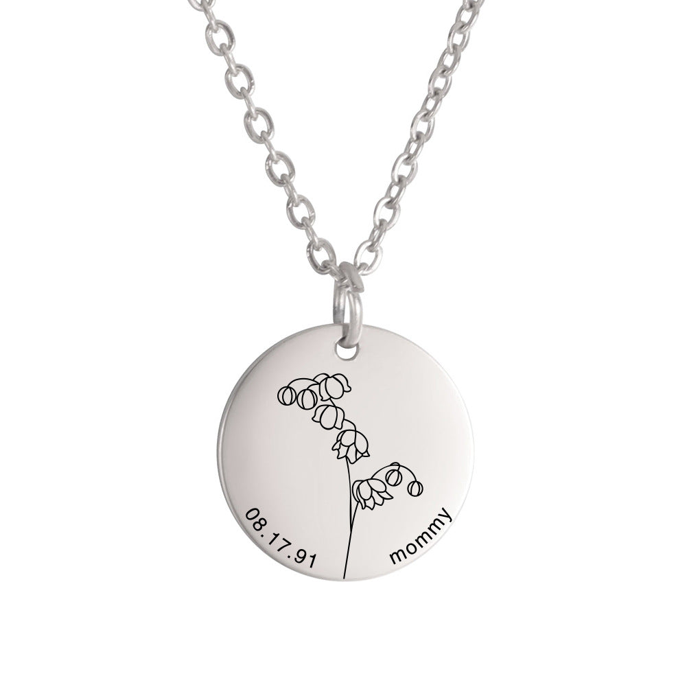 Personalized Engraved Floral Necklace