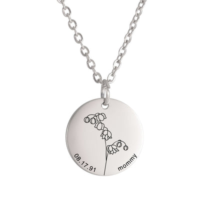 Personalized Engraved Floral Necklace