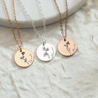 Personalized Birth Flower Necklace