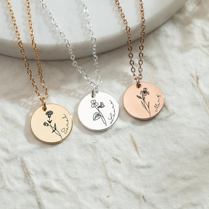 Personalized Birth Flower Necklace