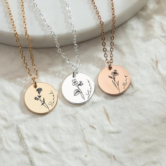 Personalized Birth Flower Necklace