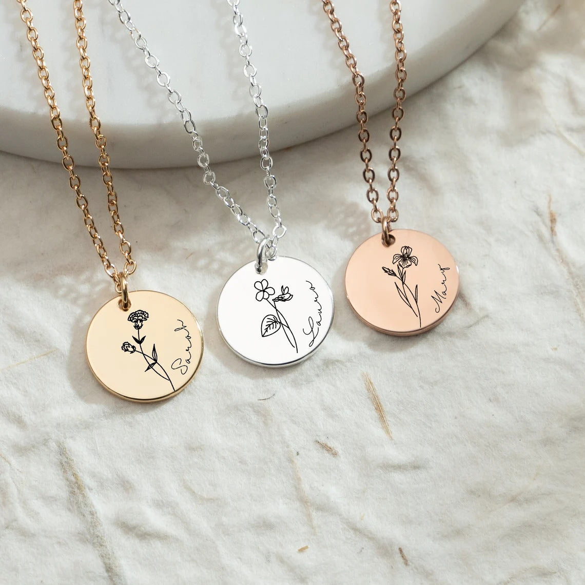 Personalized Birth Flower Necklace