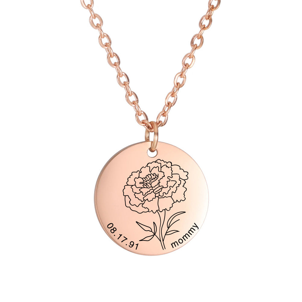 Personalized Engraved Floral Necklace