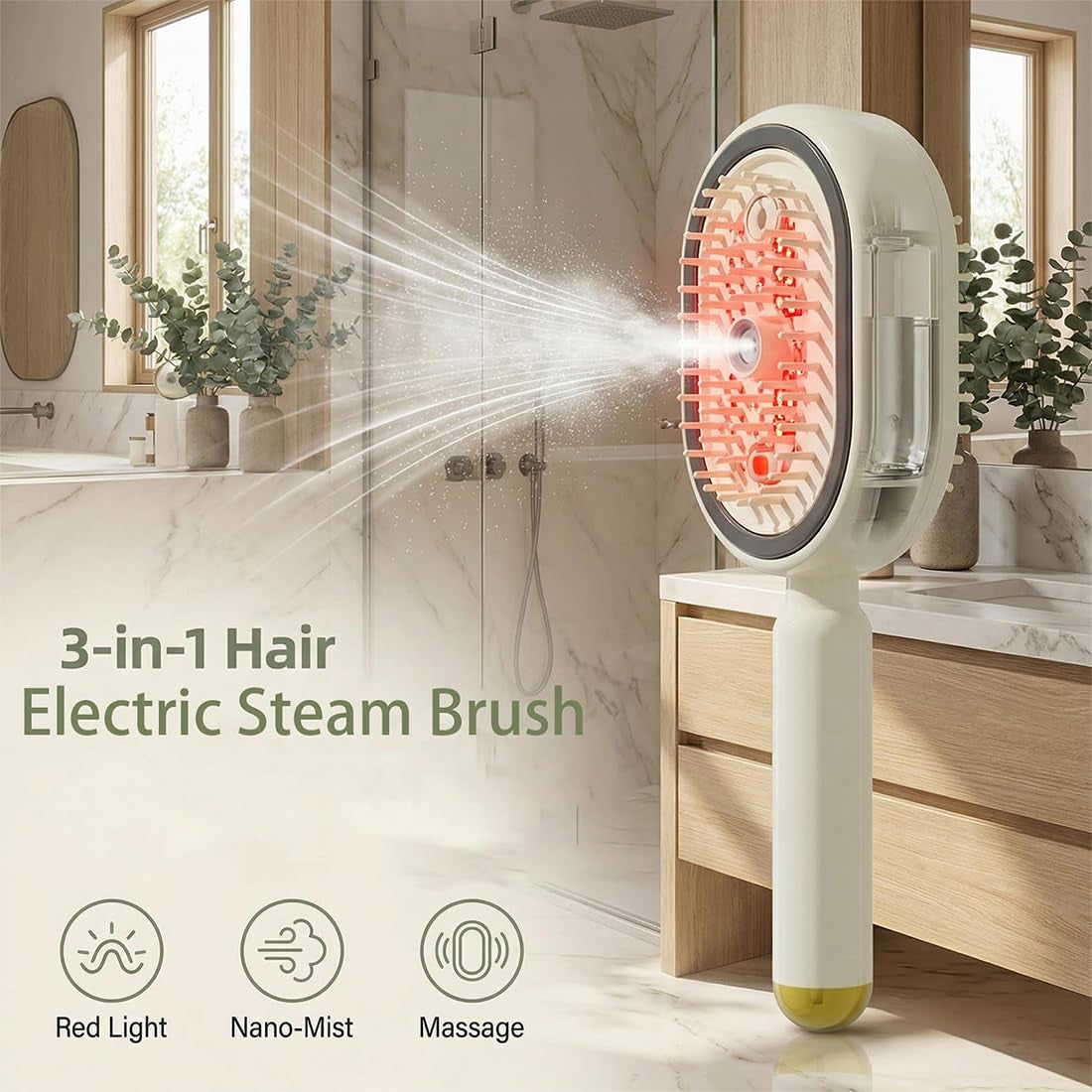 Electric Spray & Massage Hair Brush, 2026 Electric Steaming Massage Hair Care Brush, Rechargeable Detangling Electric Steam Brushs for Hair for Reduce Frizz, Nourishes Hairs, Anti-Static (Pink)
