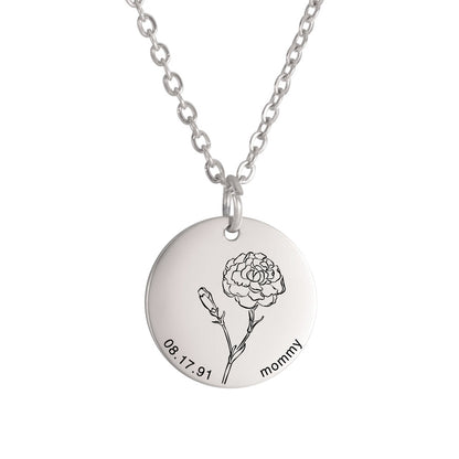 Personalized Engraved Floral Necklace