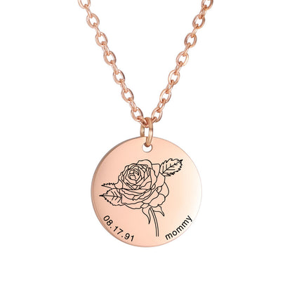 Personalized Engraved Floral Necklace
