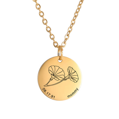 Personalized Engraved Floral Necklace
