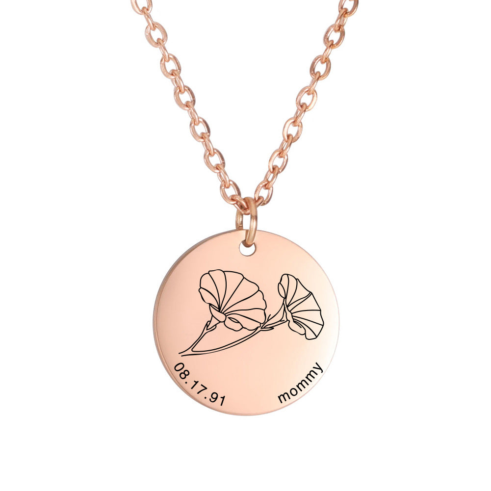Personalized Engraved Floral Necklace