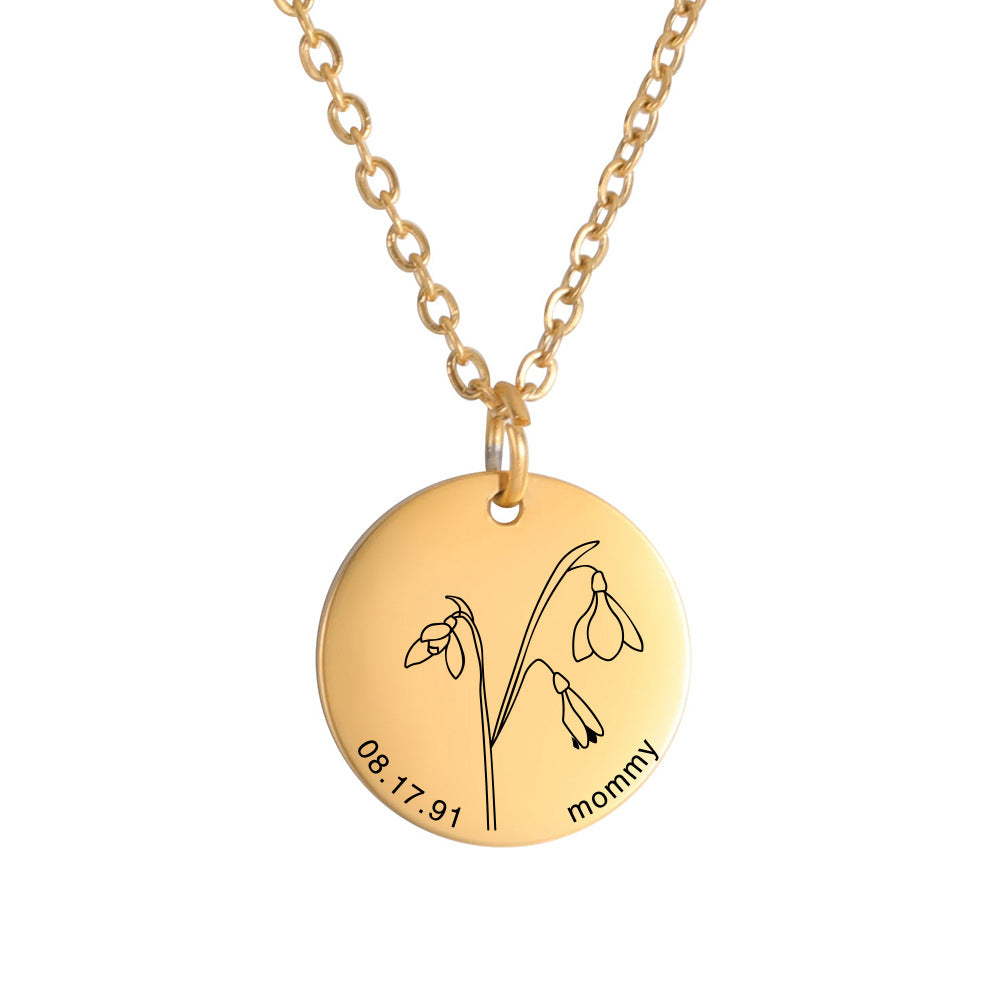 Personalized Engraved Floral Necklace
