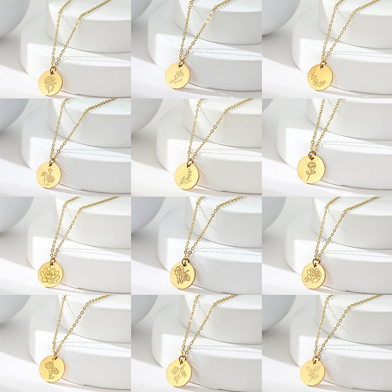 Floral Titanium Steel Necklace