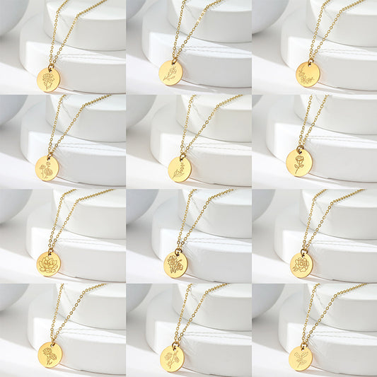 Floral Titanium Steel Necklace