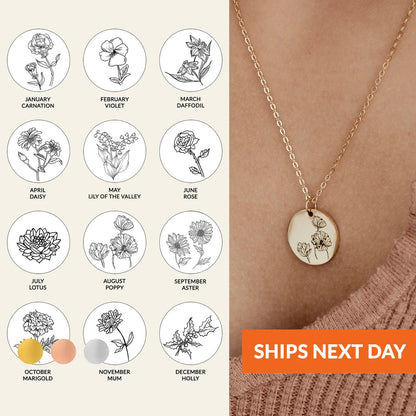 Personalized Birth Flower Necklace