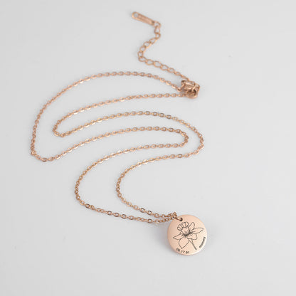Personalized Engraved Floral Necklace