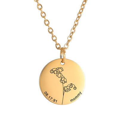 Personalized Engraved Floral Necklace