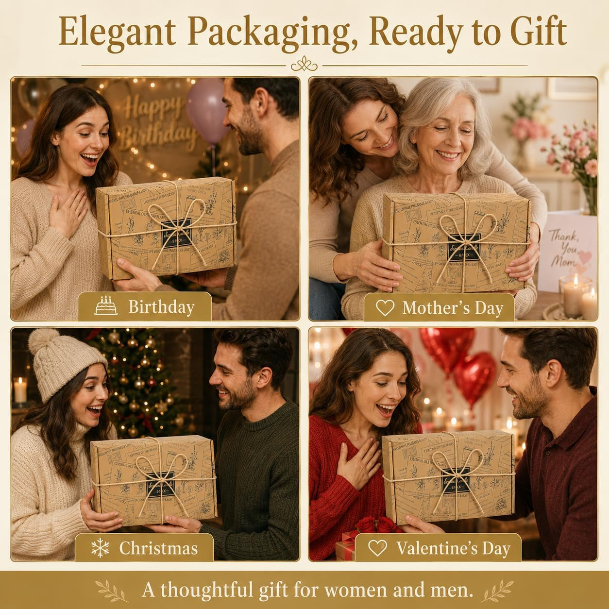 8 Pack Scented Candles, Natural Soy Wax with Elegant Packaging - Reassuring Gifts for Women and Men, Suitable for Valentine'S Day, Mother'S Day and Christmas