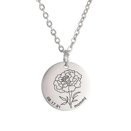 Personalized Engraved Floral Necklace