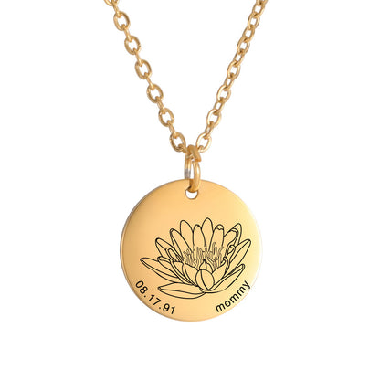 Personalized Engraved Floral Necklace