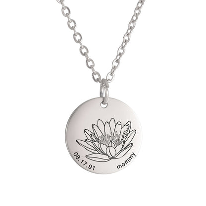 Personalized Engraved Floral Necklace