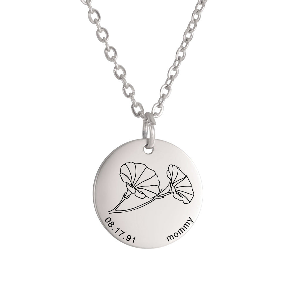 Personalized Engraved Floral Necklace