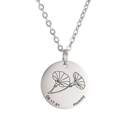 Personalized Engraved Floral Necklace