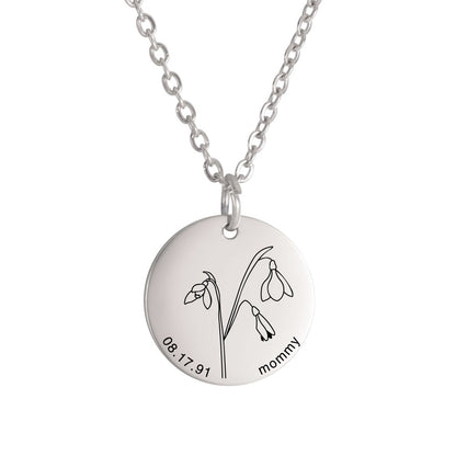 Personalized Engraved Floral Necklace