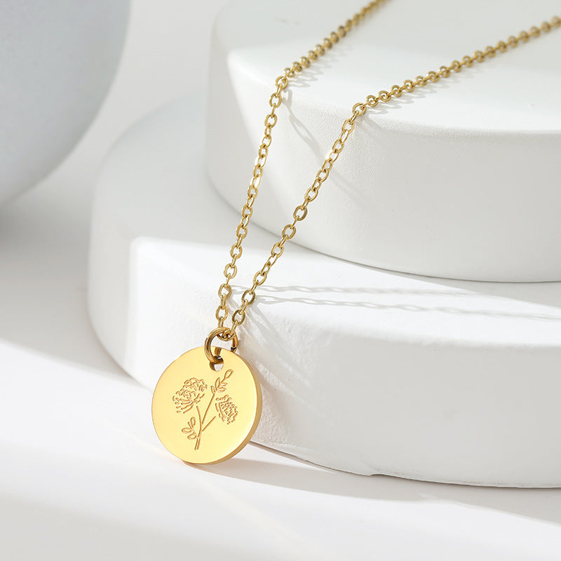 Floral Titanium Steel Necklace