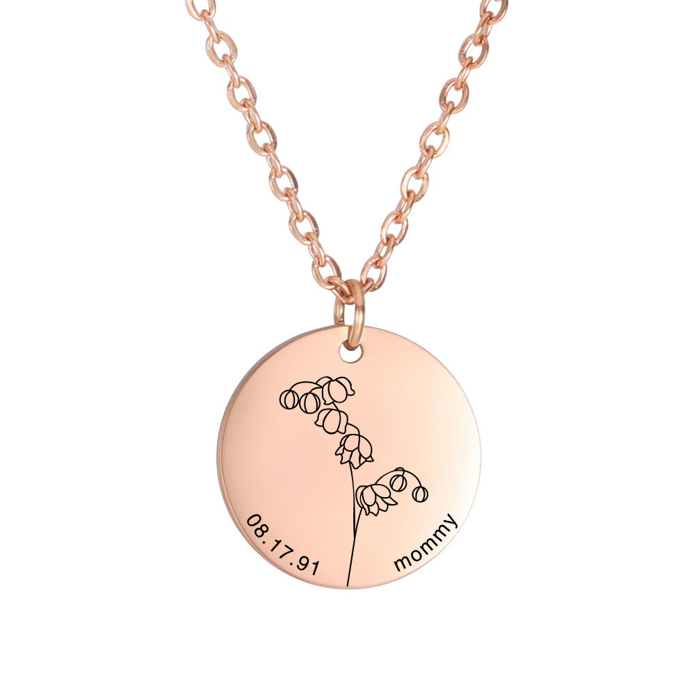 Personalized Engraved Floral Necklace