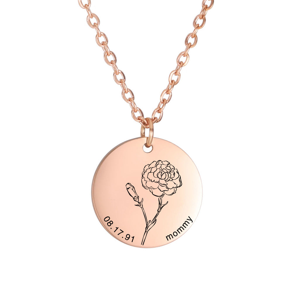 Personalized Engraved Floral Necklace