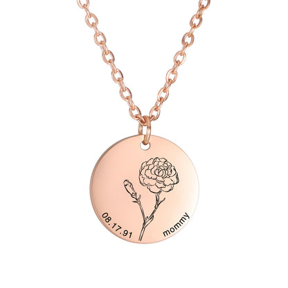 Personalized Engraved Floral Necklace