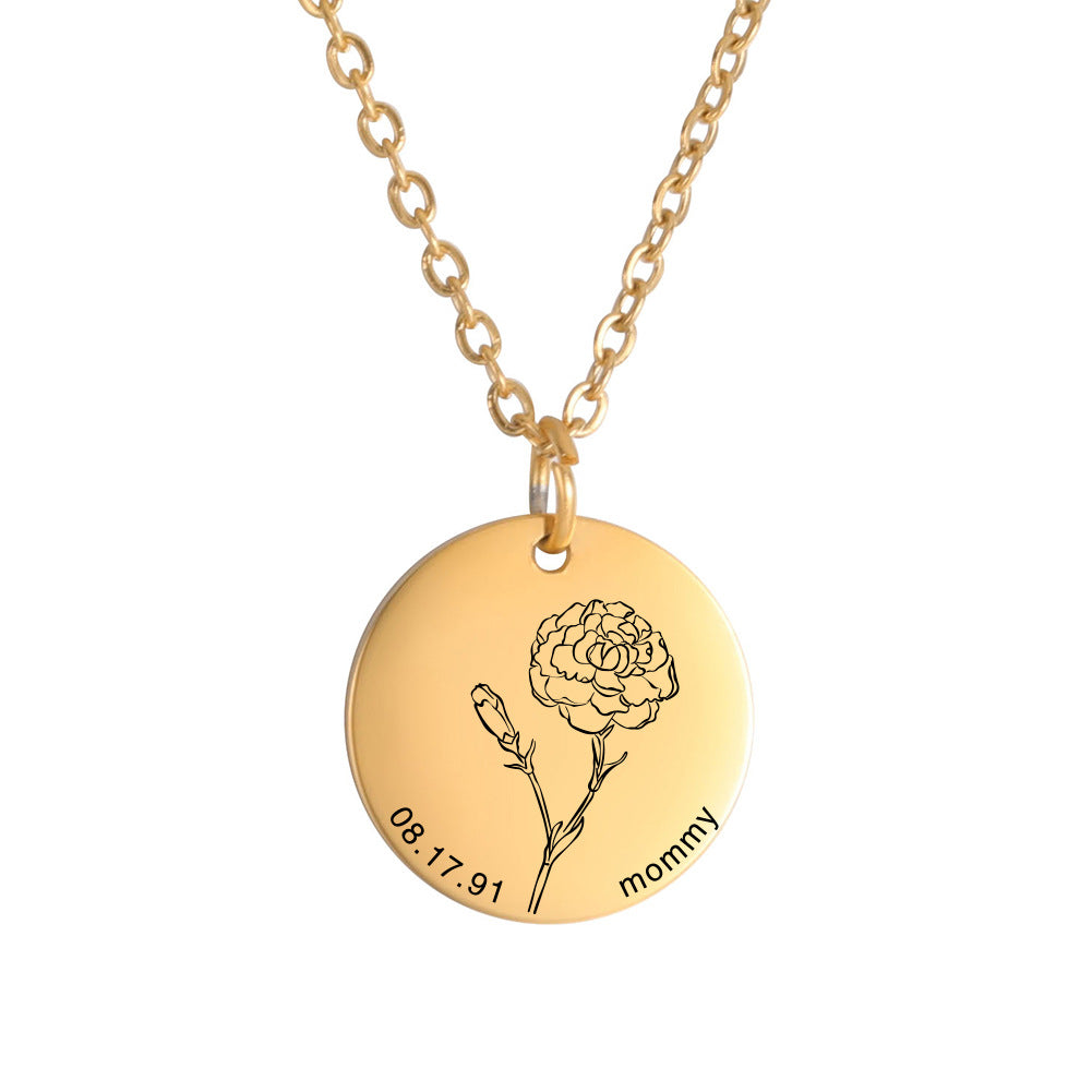 Personalized Engraved Floral Necklace