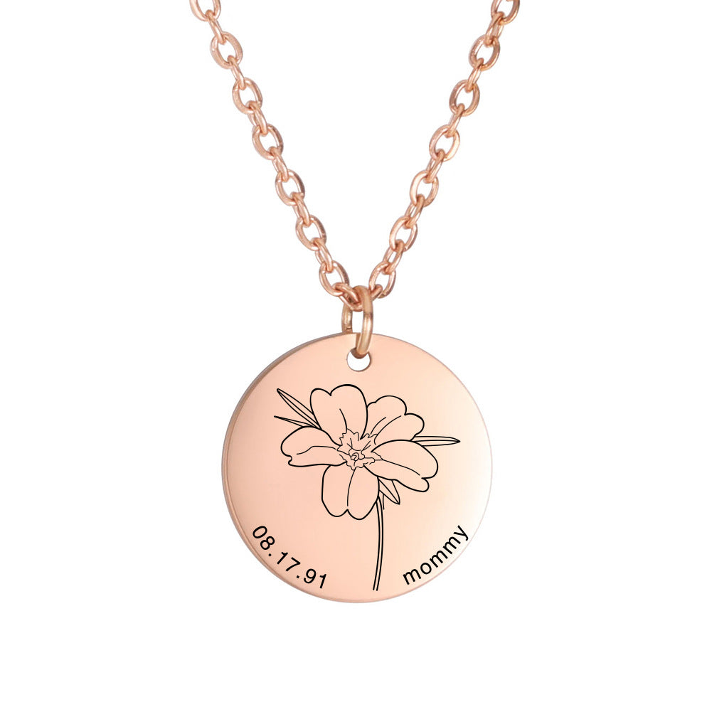 Personalized Engraved Floral Necklace