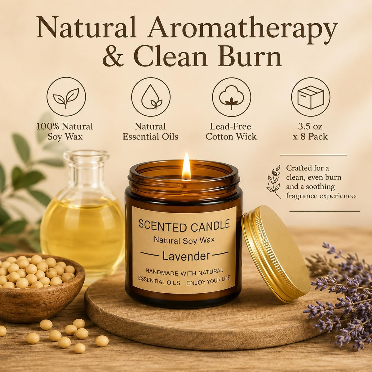 8 Pack Scented Candles, Natural Soy Wax with Elegant Packaging - Reassuring Gifts for Women and Men, Suitable for Valentine'S Day, Mother'S Day and Christmas