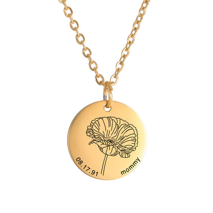 Personalized Engraved Floral Necklace