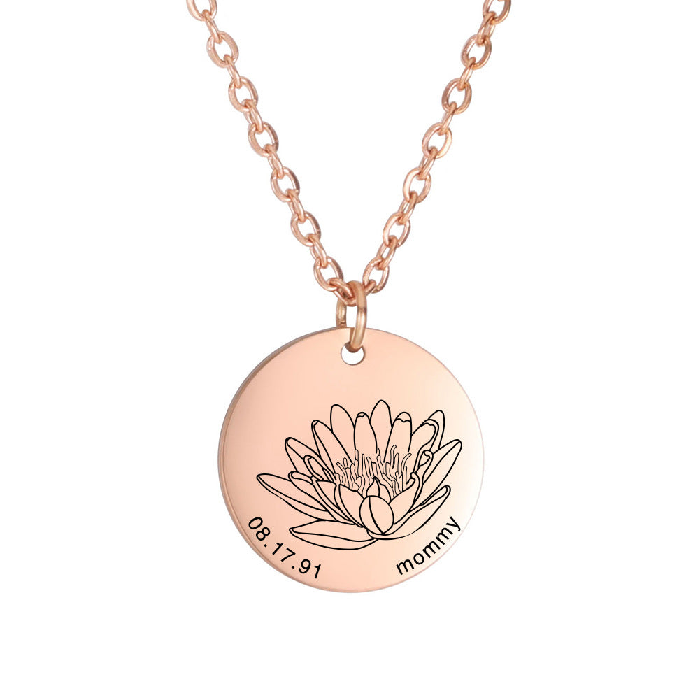 Personalized Engraved Floral Necklace