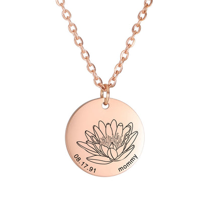 Personalized Engraved Floral Necklace