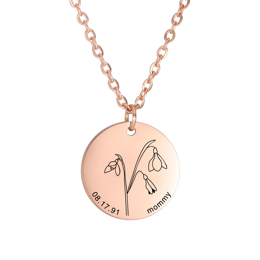 Personalized Engraved Floral Necklace